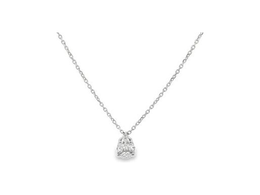 18K White Gold Pendant Necklace with Natural Marquise, Pear-shaped and Princess-cut Diamonds